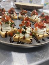  A plate of goat cheese bruschetta prepared by certified executive chef Jim Churches, president of the American Culinary Federation's Michigan Chefs de Cuisine Association and a member of St. Patrick Parish in Brighton, Mich., are seen in this undated photo. Churches told OSV News that with planning, flexibility and creativity, Lenten meals can engage the entire family and every palate. (OSV News photo/Courtesy of Jim Churches)